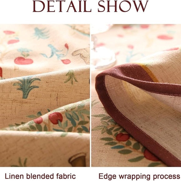 Patdrea DesignYellow French Spring Summer Tablecloth,Rustic Linen Floral Pattern - Picture 5 of 13